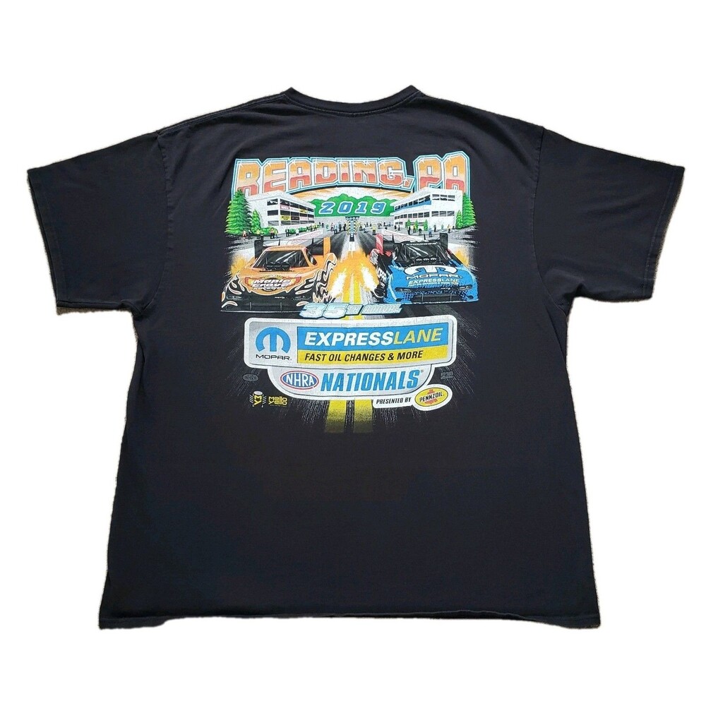 2019 NHRA Nationals Reading PA Size 2XL Mens Black Double Side T-Shirt Racing